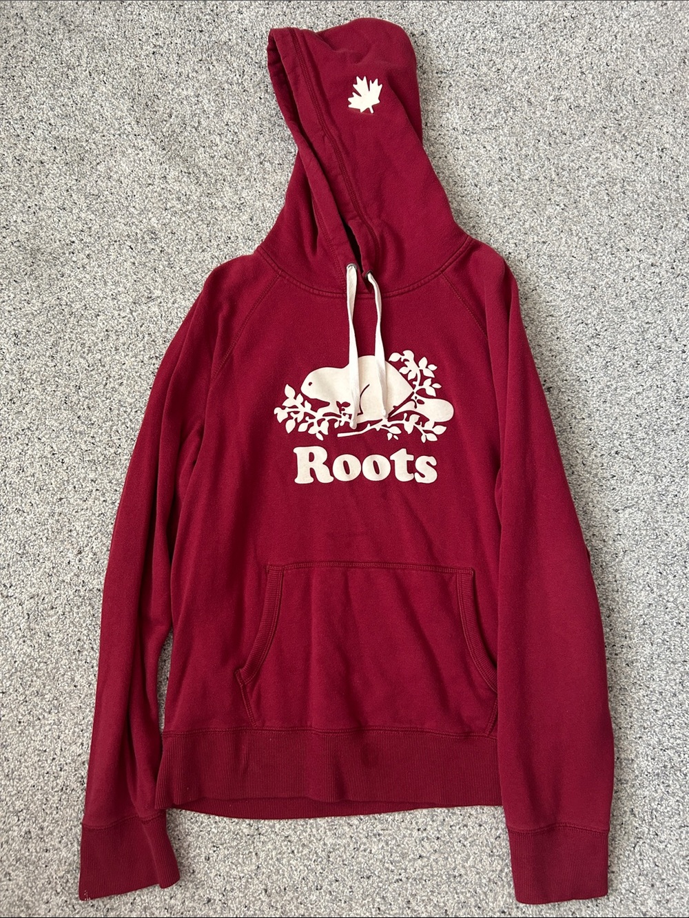 Roots Women's Maroon Hoodie with White Beaver Logo